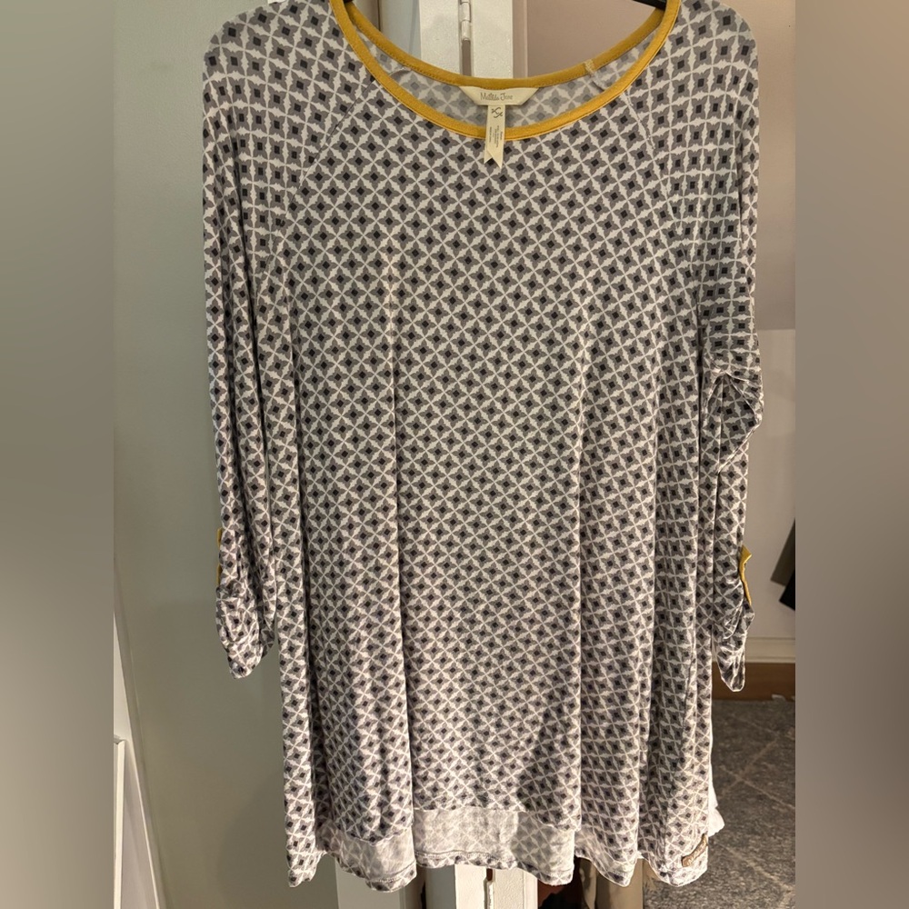 Matilda Jane Gray and Yellow Geometric Tunic